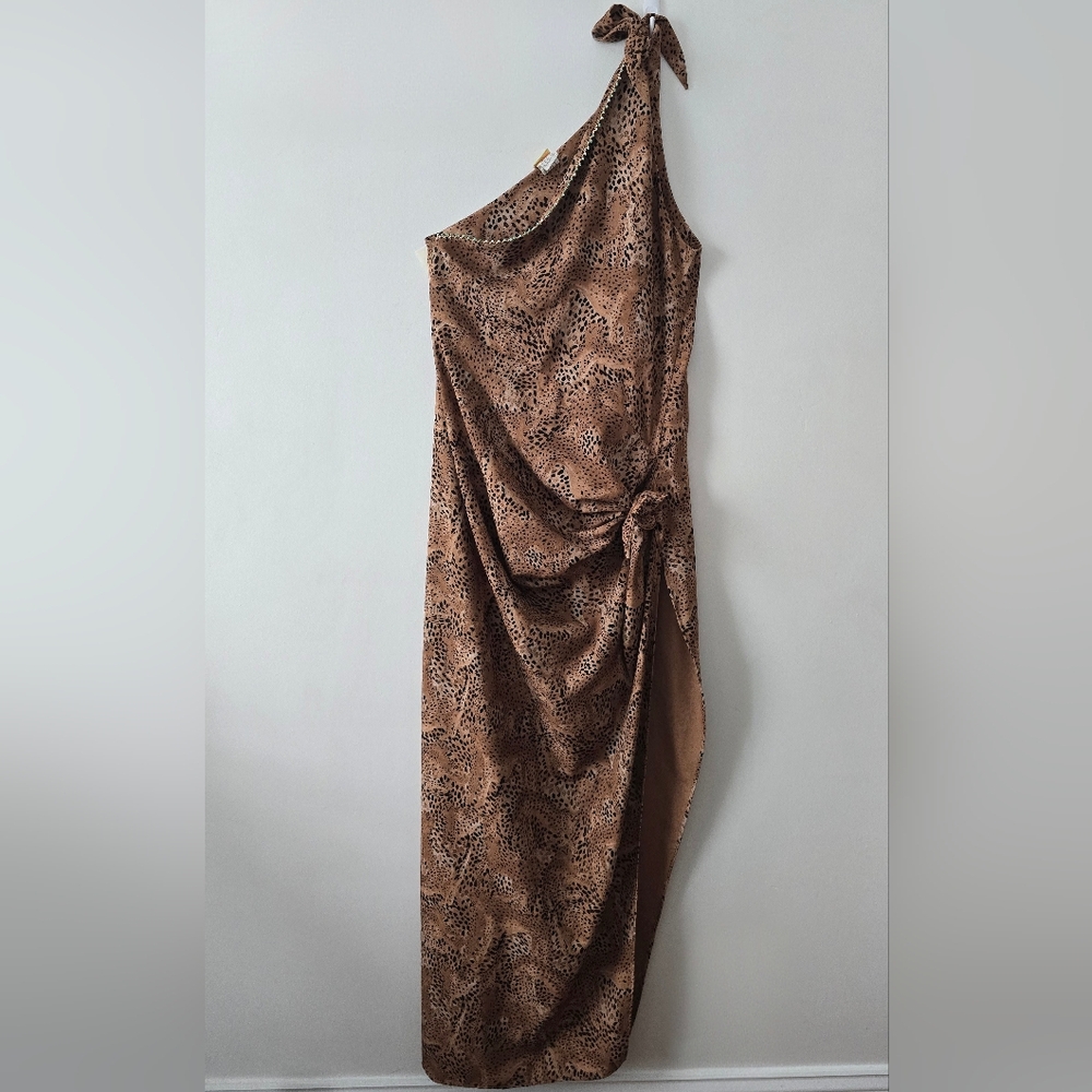Agua Bendita Jambo Juno One-Shoulder Leopard Print Maxi Dress Medium - Picture 4 of 11